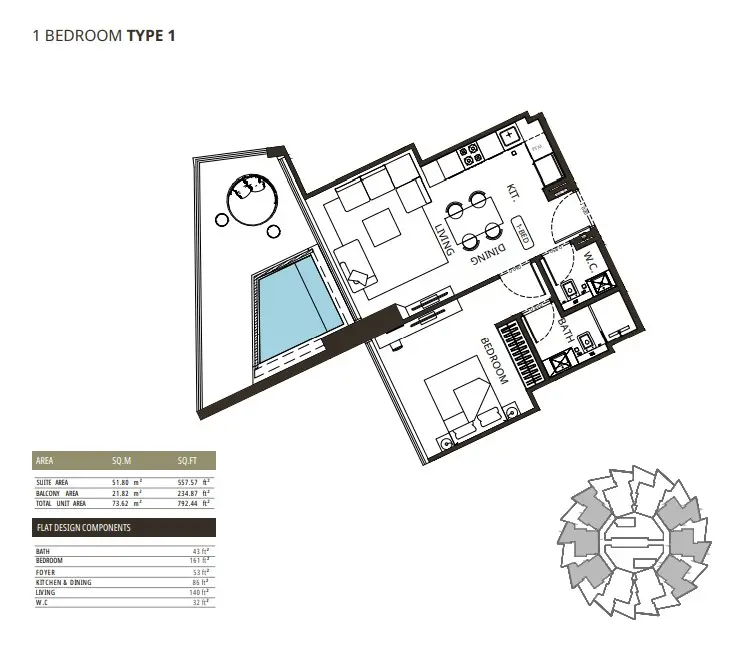 Floor plan for Type 1