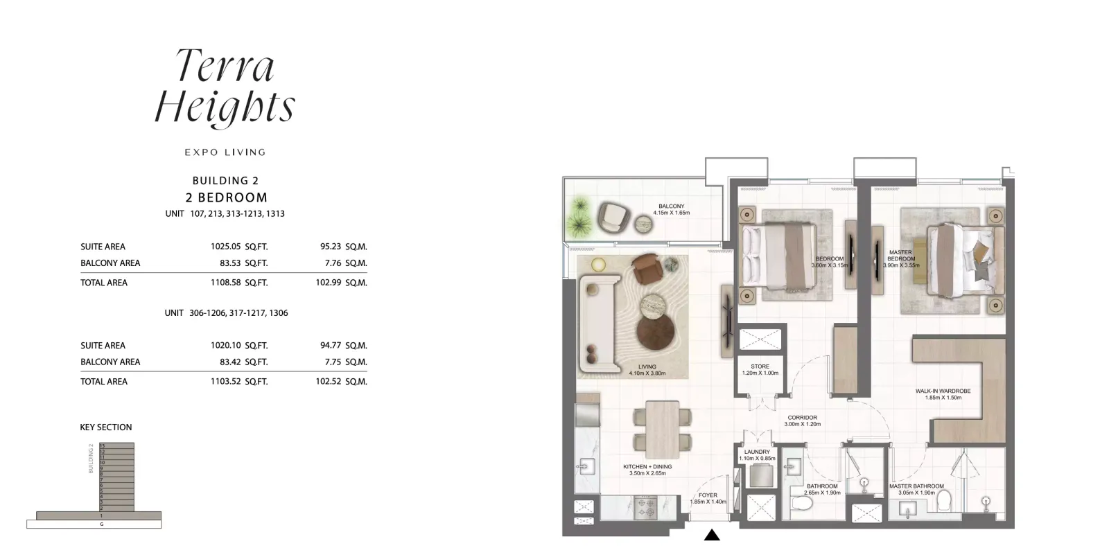 Floor plan for Type 107