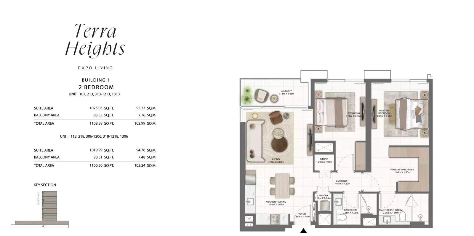 Floor plan for Type 107