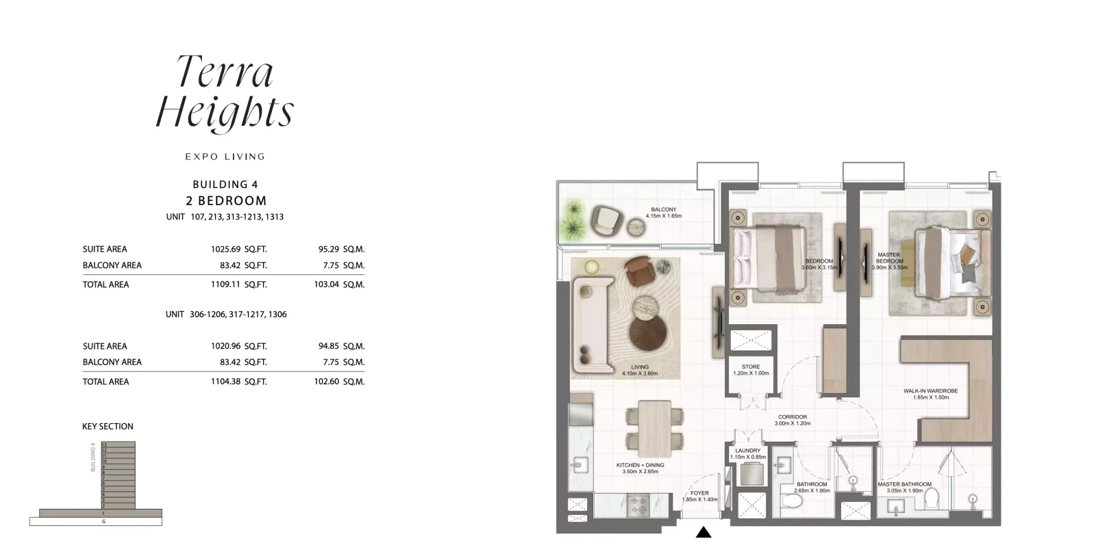 Floor plan for Type 107