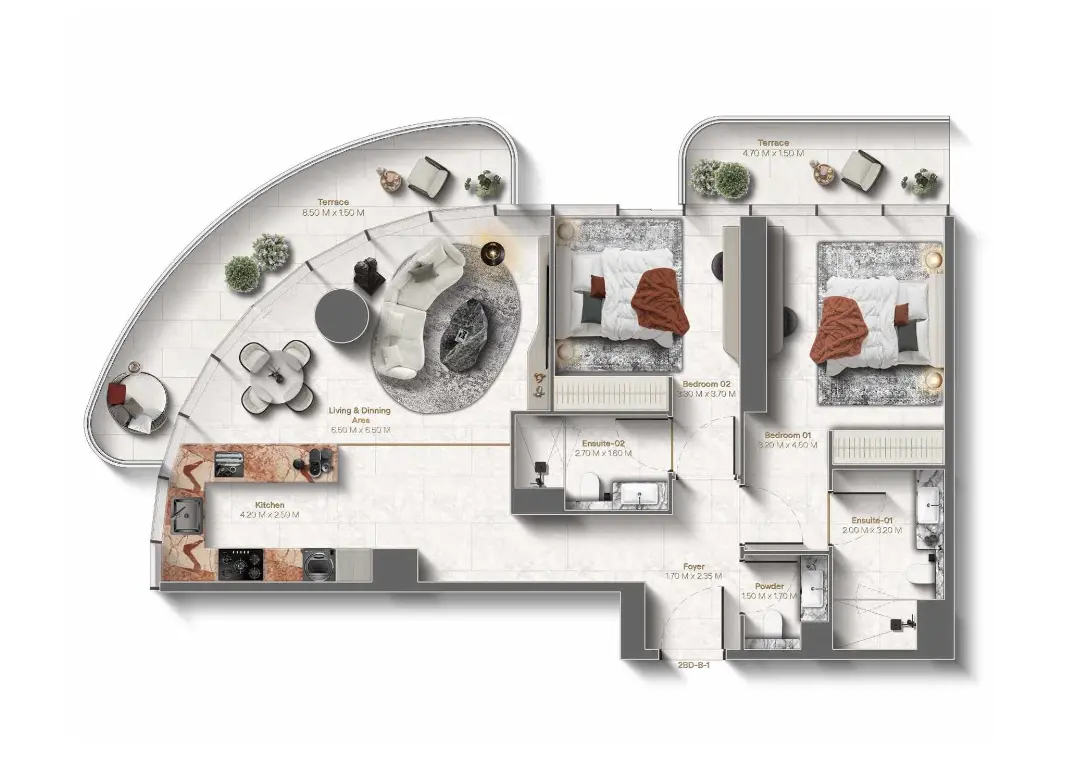 Floor plan for Type B1