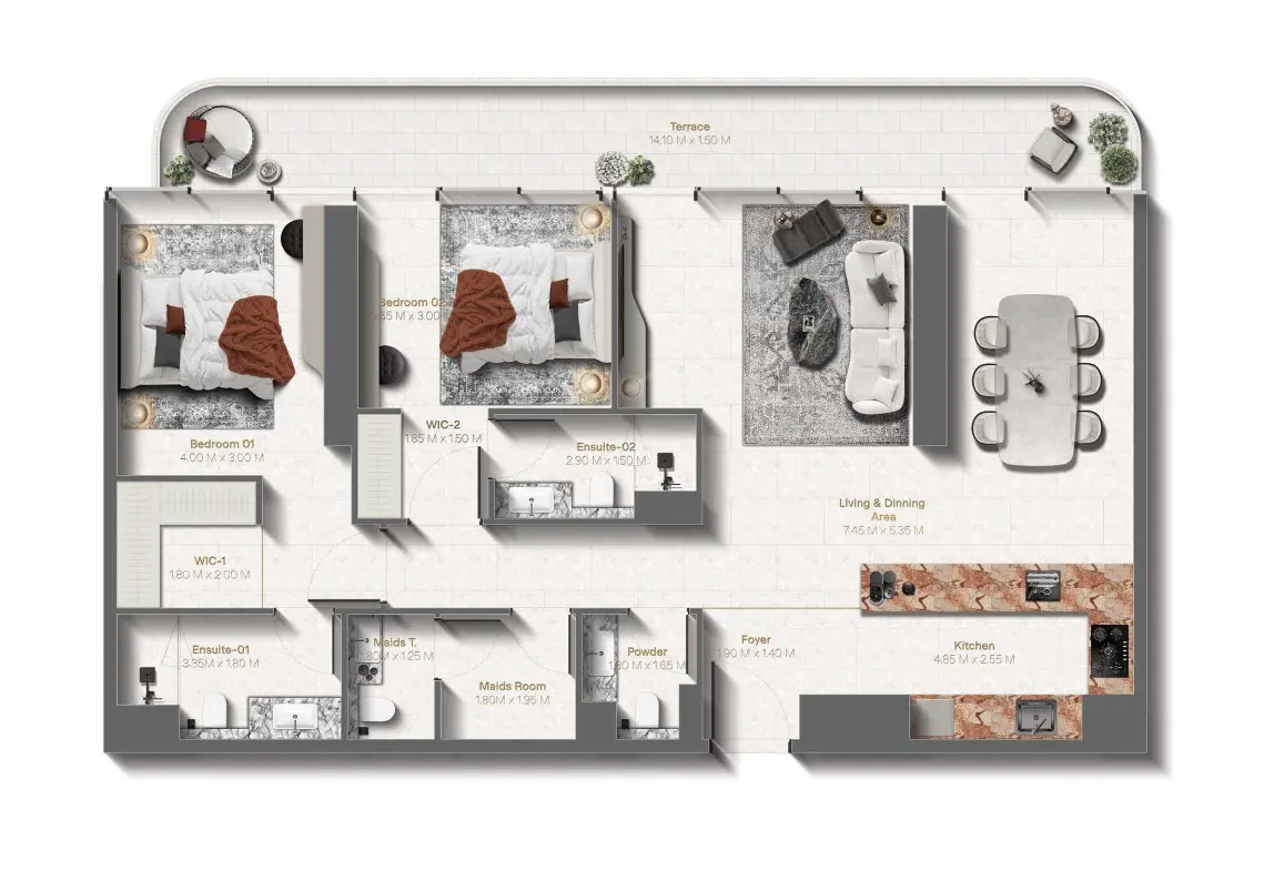 Floor plan for Type C1