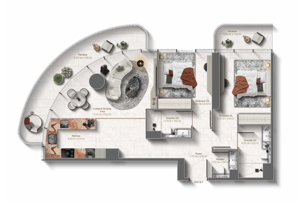 Floor plan for Type B3