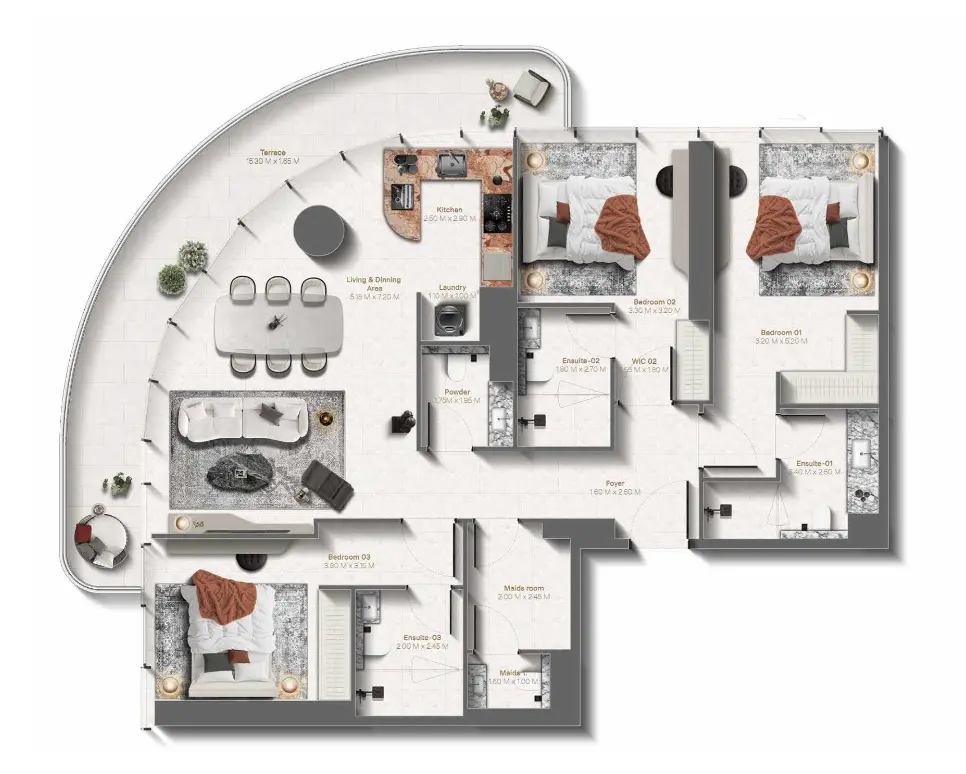 Floor plan for Type B1