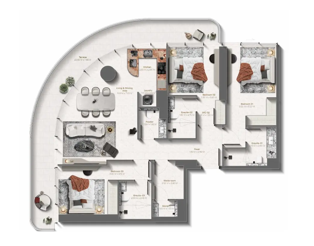 Floor plan for Type B3