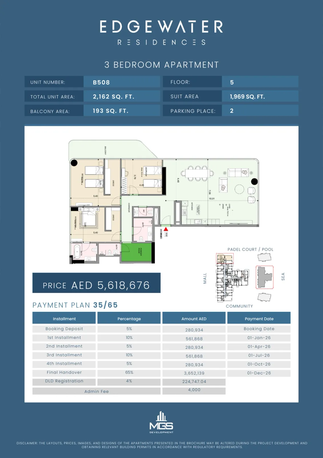 Floor plan for Unit B508