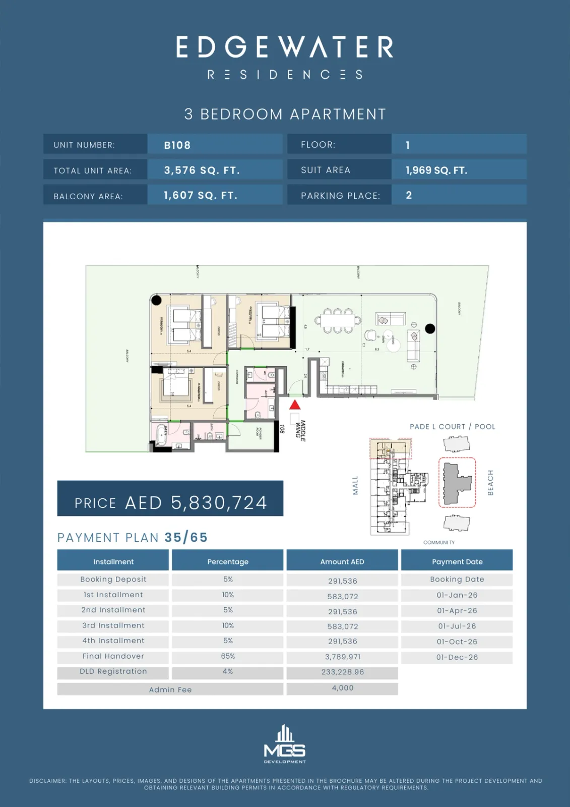 Floor plan for Unit B108