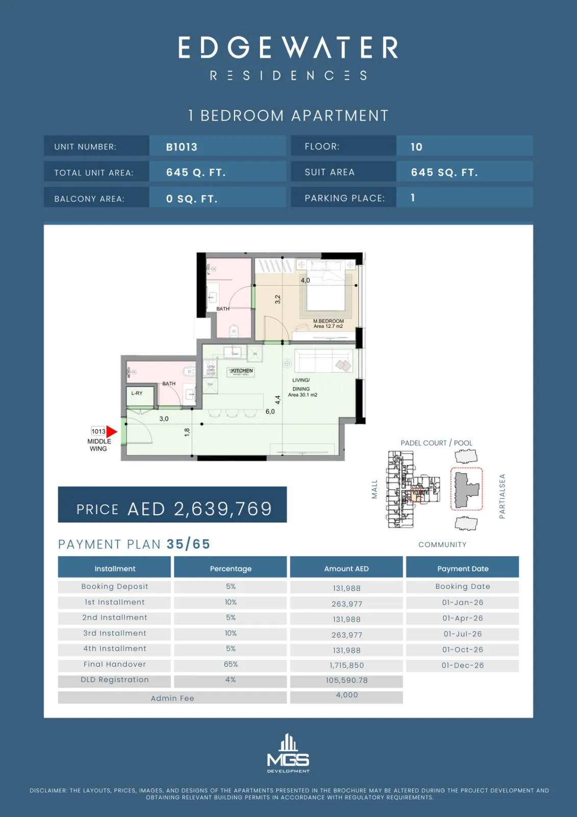 Floor plan for Unit B1013