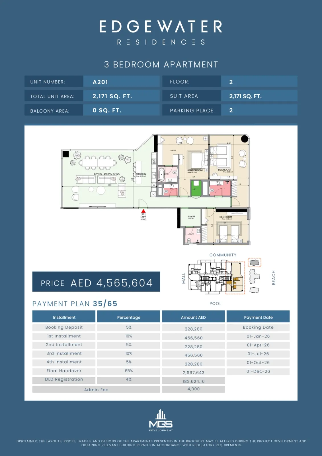 Floor plan for Unit A201