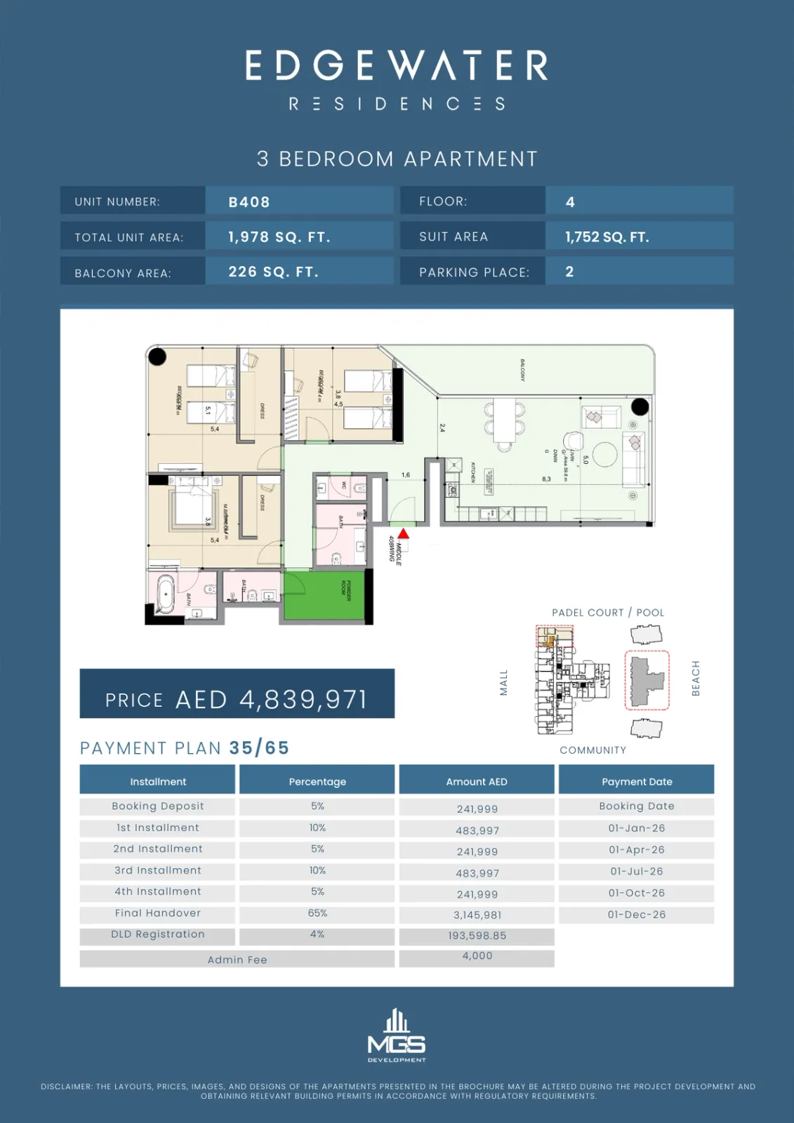 Floor plan for Unit B408