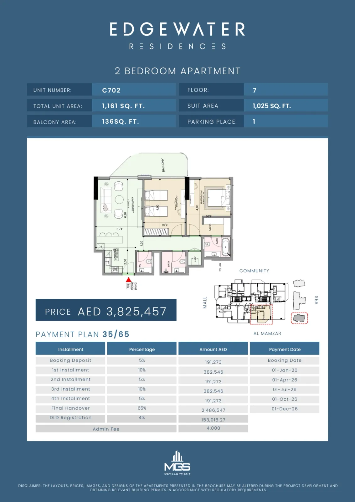 Floor plan for Unit C702