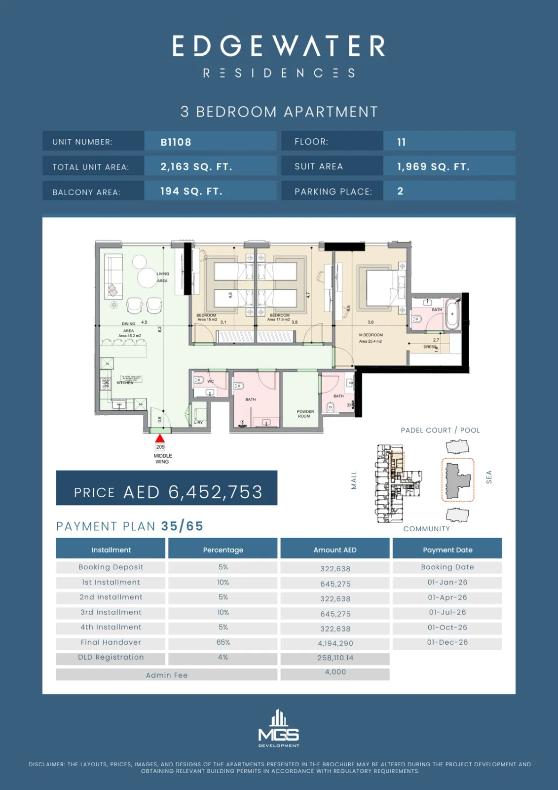 Floor plan for Unit B1108
