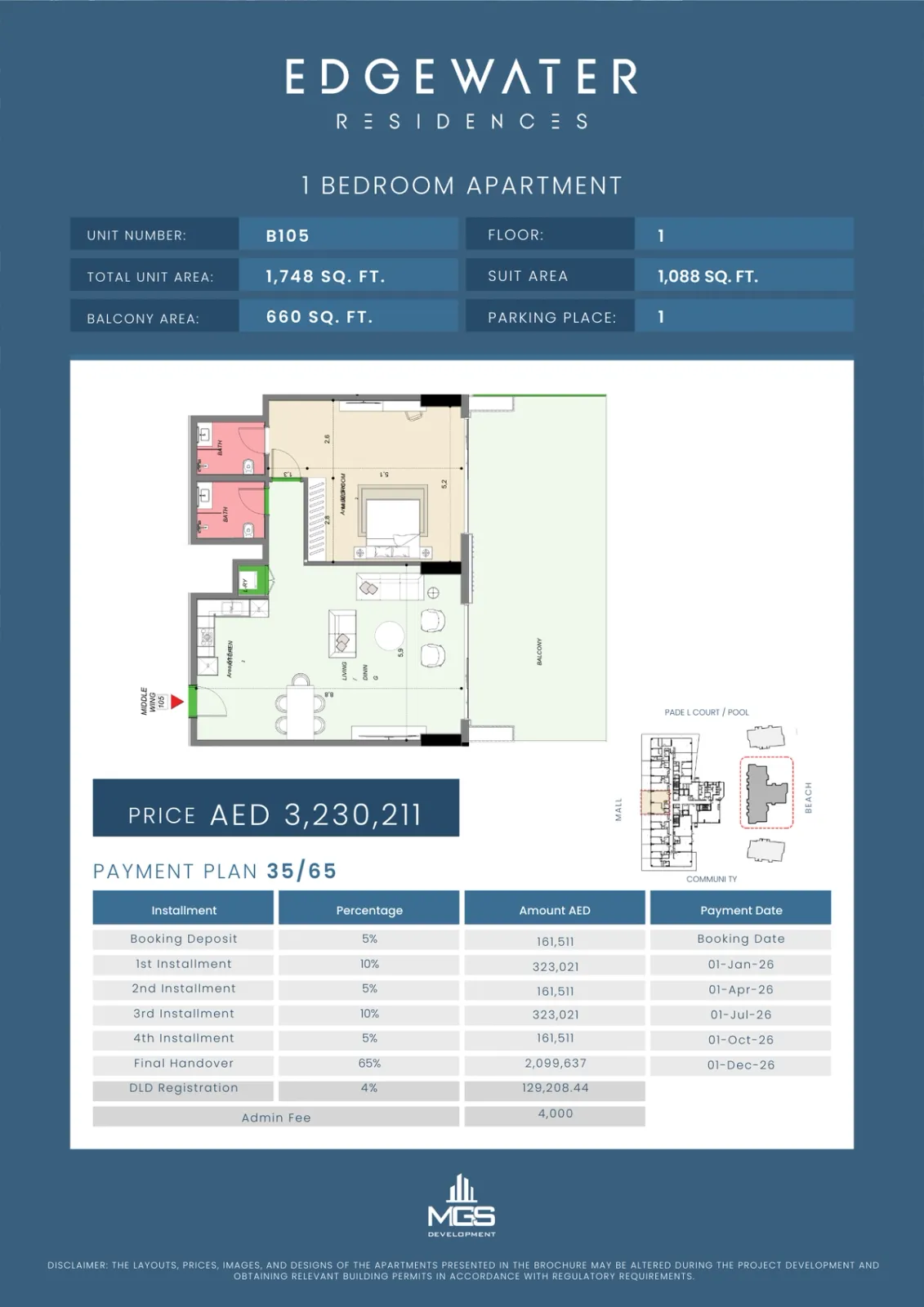 Floor plan for Unit B106