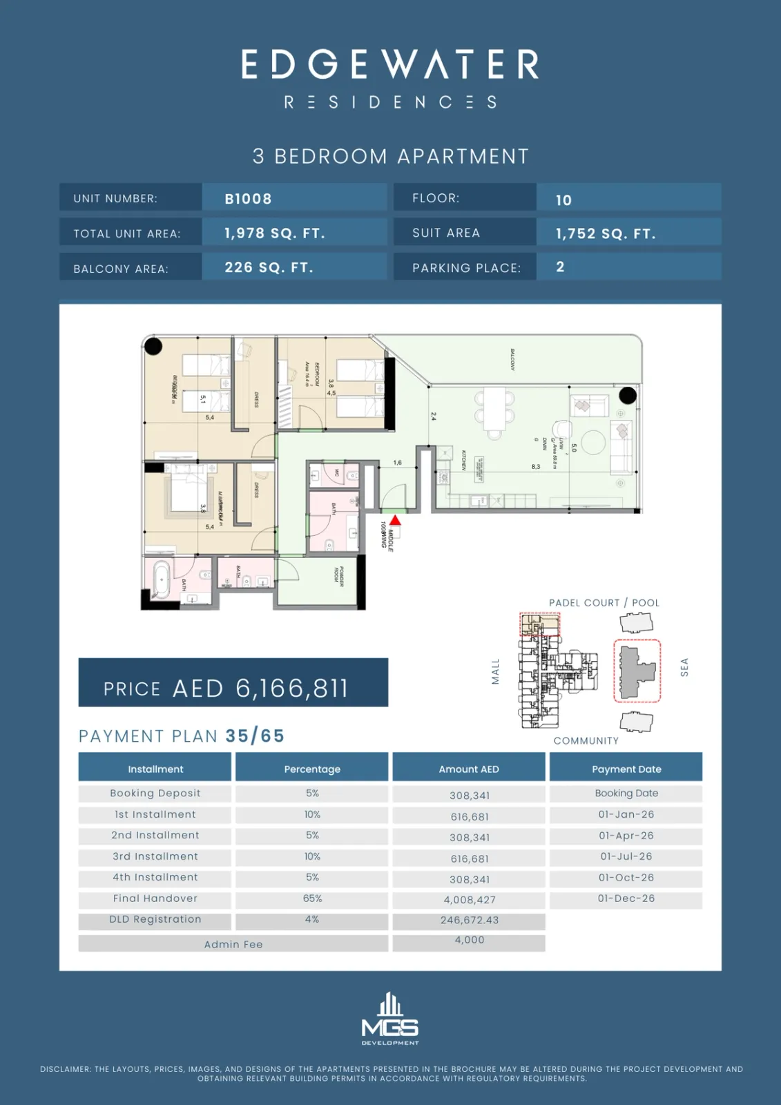 Floor plan for Unit B1008