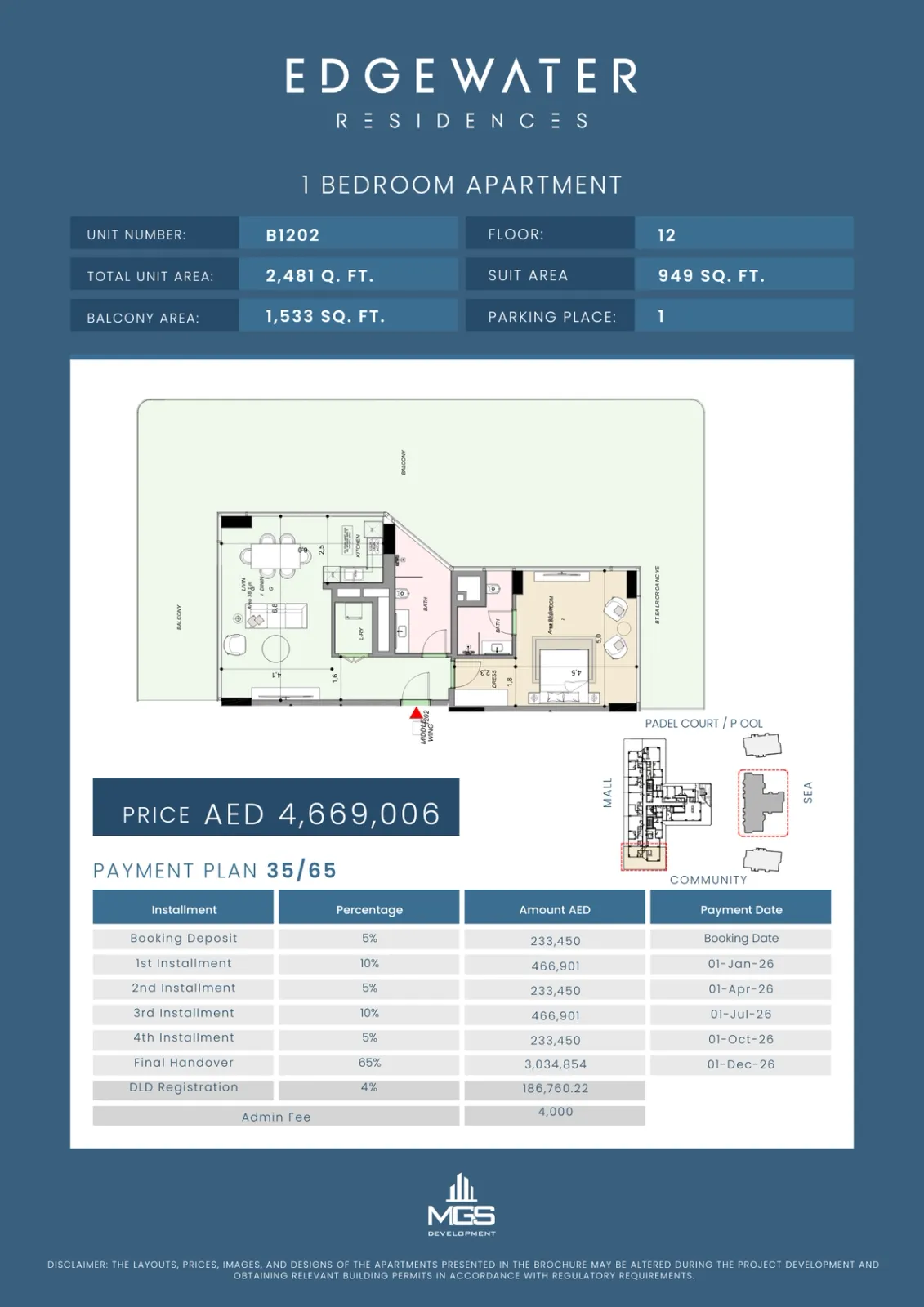 Floor plan for Unit B1202