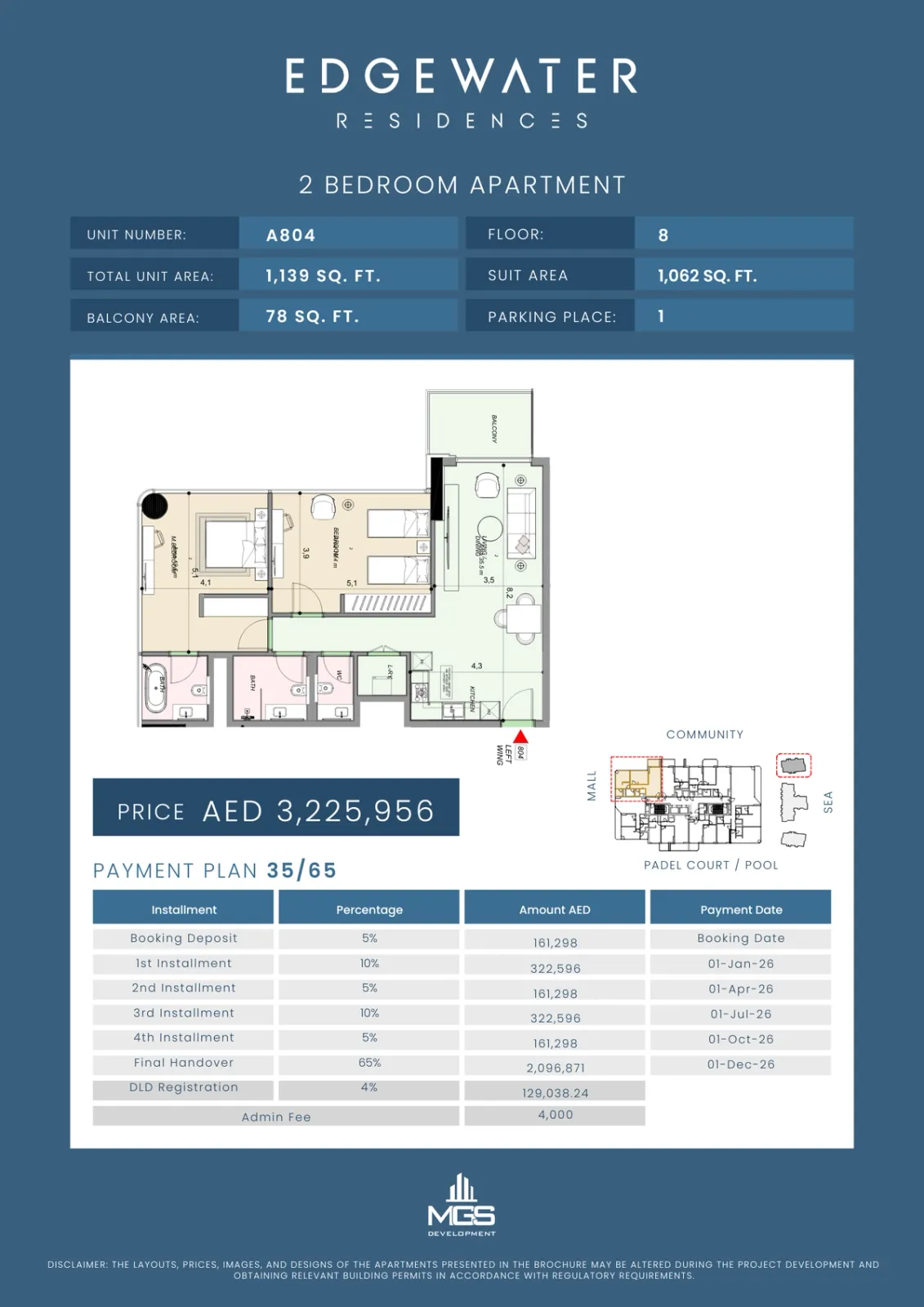 Floor plan for Unit A804