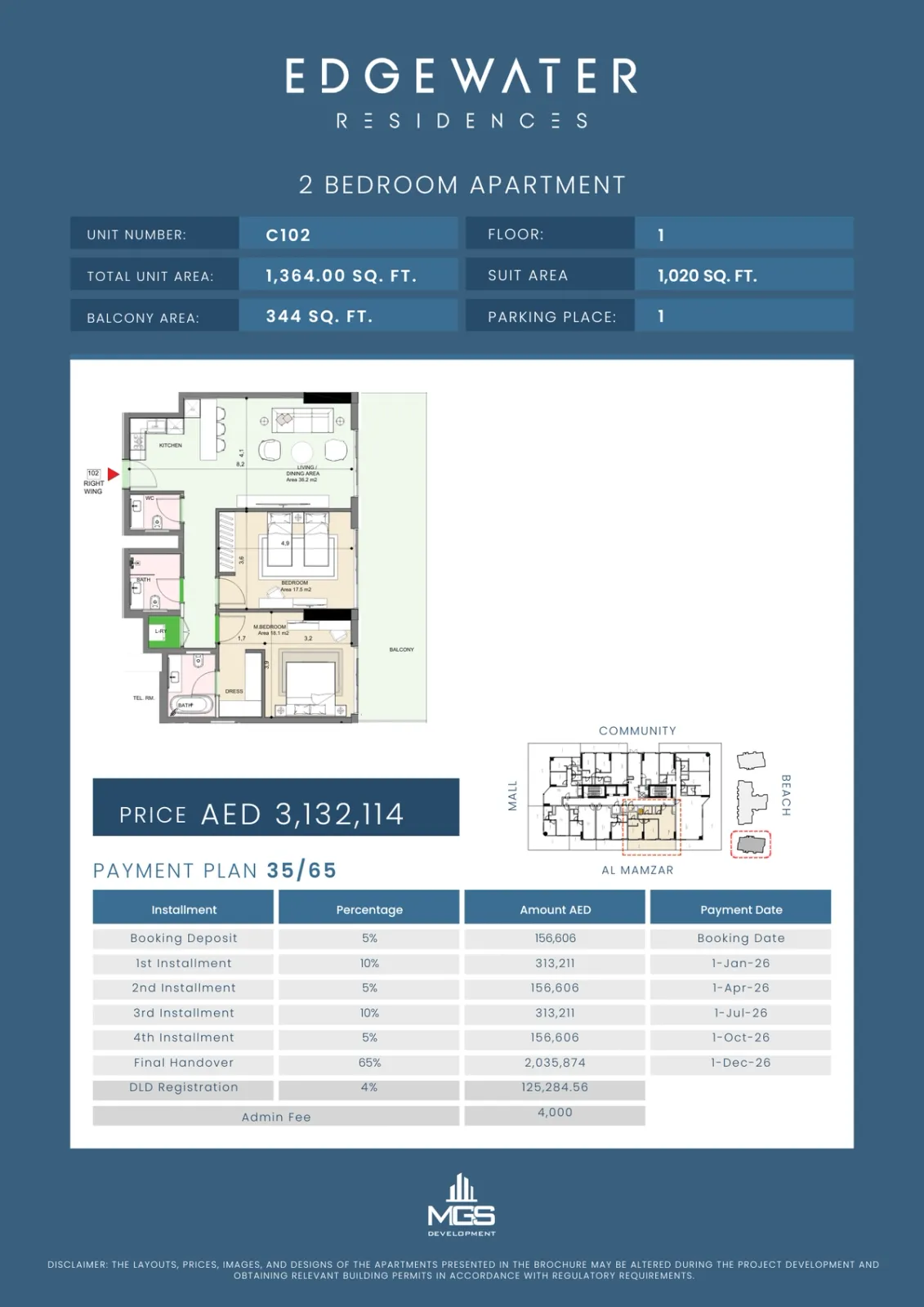 Floor plan for Unit C102