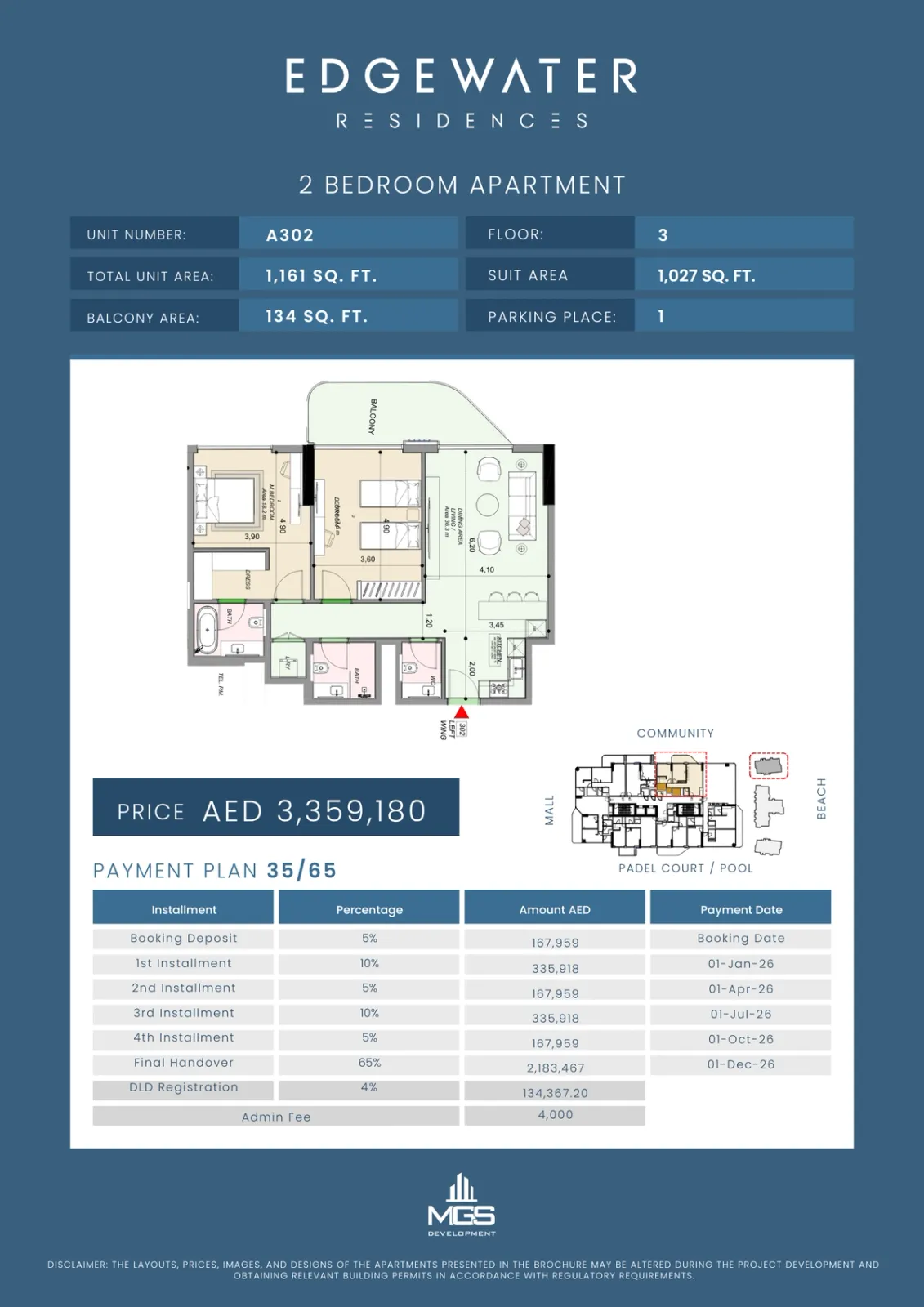 Floor plan for Unit A302