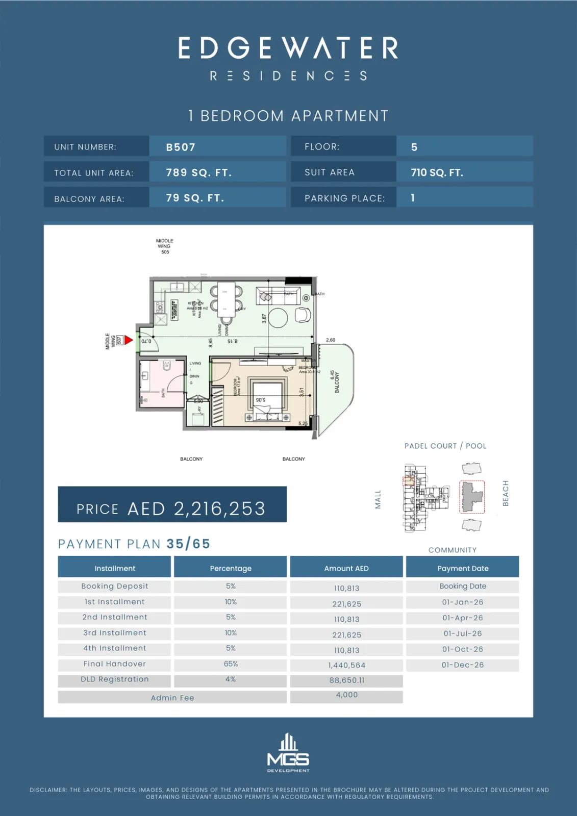 Floor plan for Unit B507