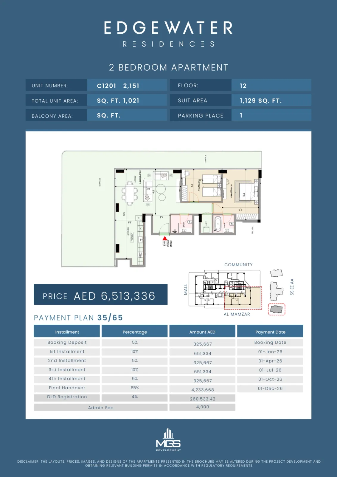 Floor plan for Unit C1201