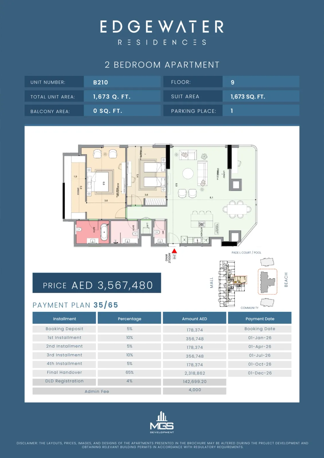 Floor plan for Unit B210