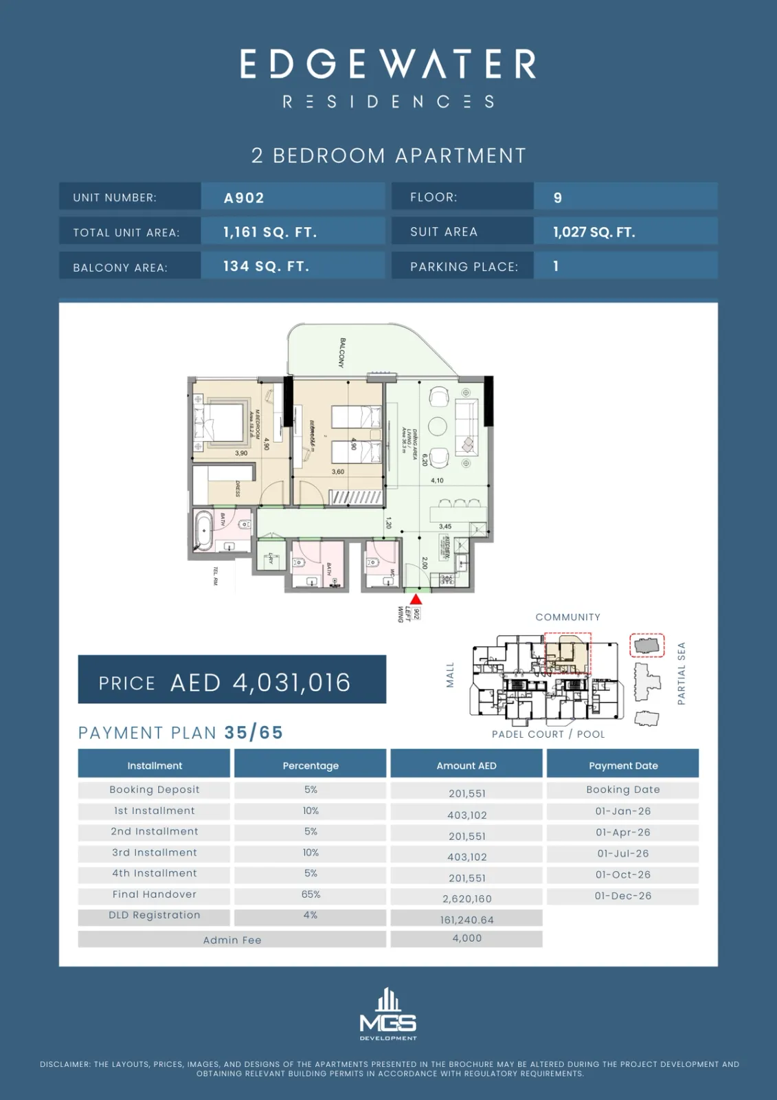 Floor plan for Unit A902
