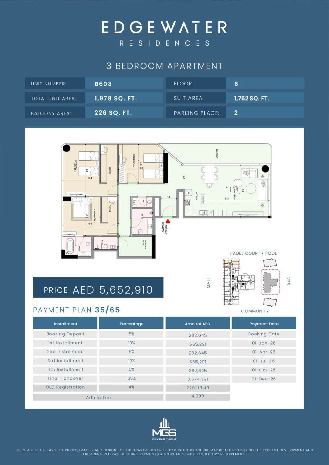 Floor plan for Unit B608