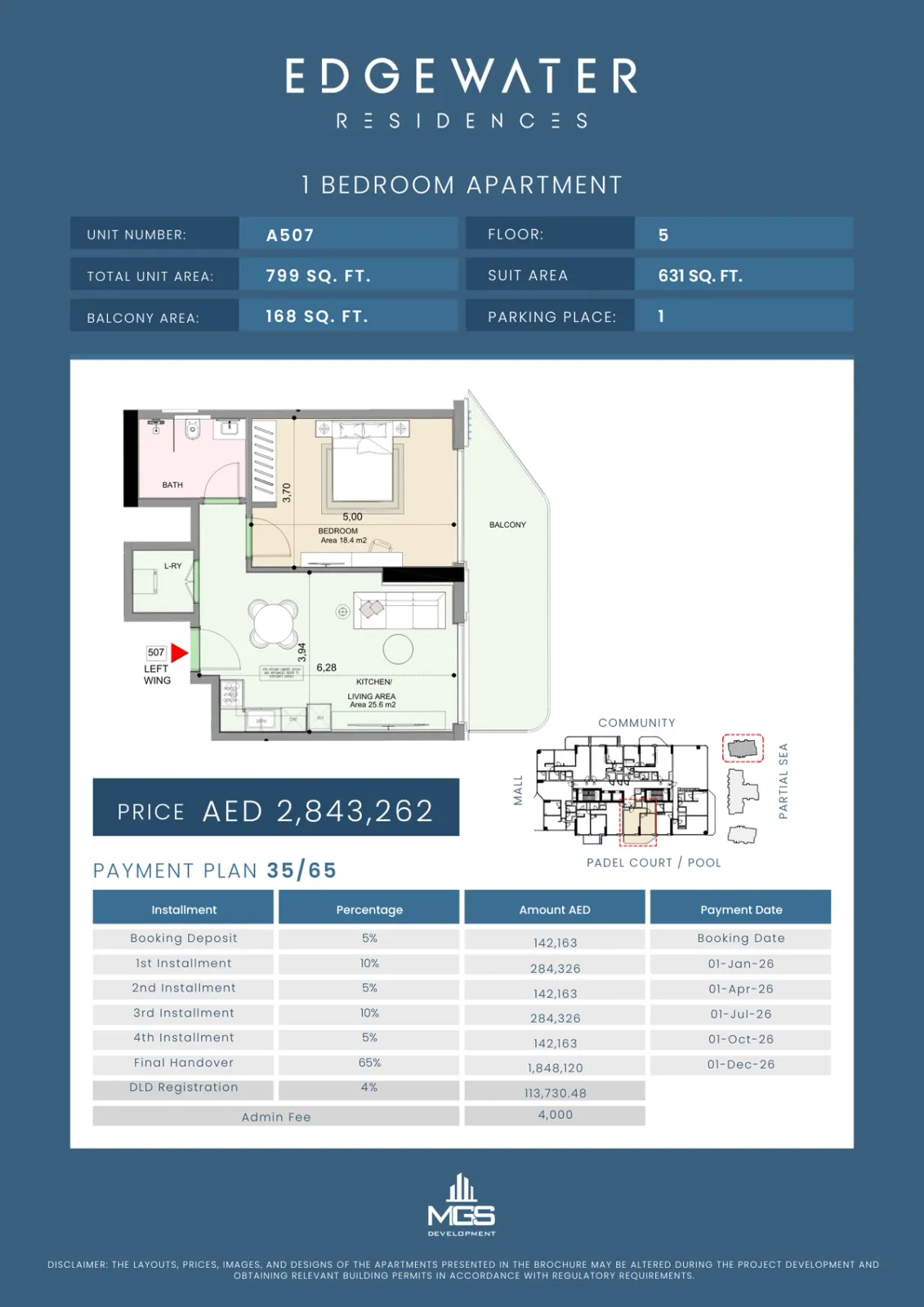Floor plan for Unit A507