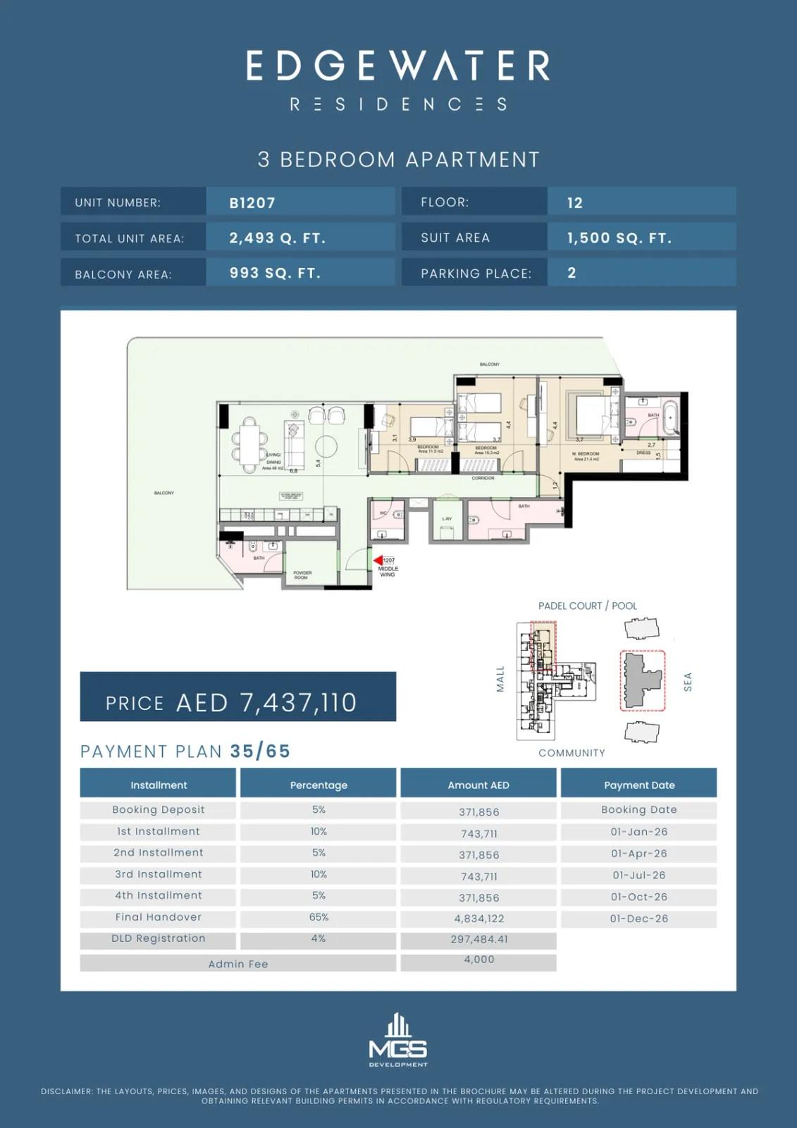 Floor plan for Unit B1207