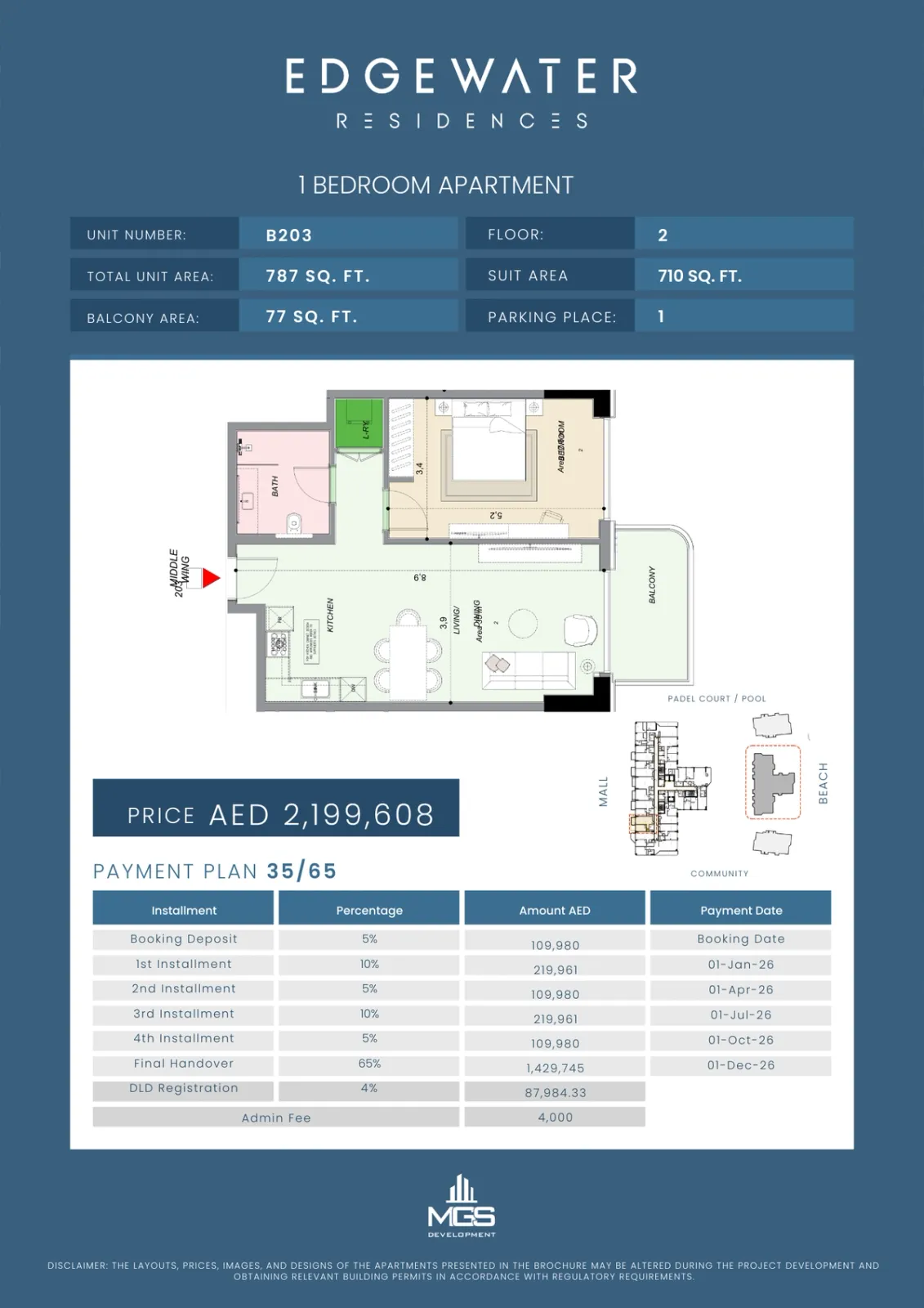 Floor plan for Unit B203