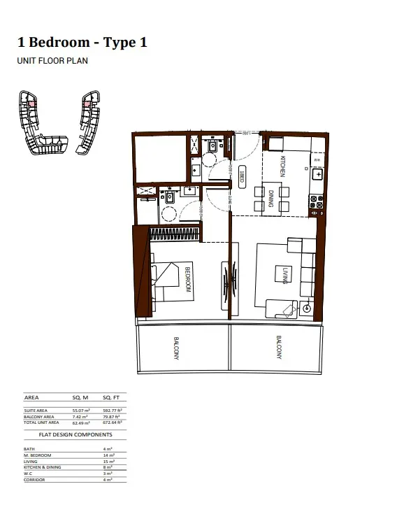 Floor plan for Type 1