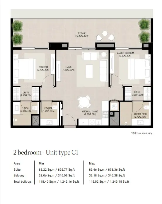 Floor plan for Type C1