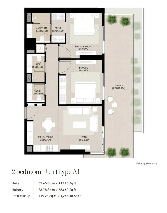 Floor plan for Type A1
