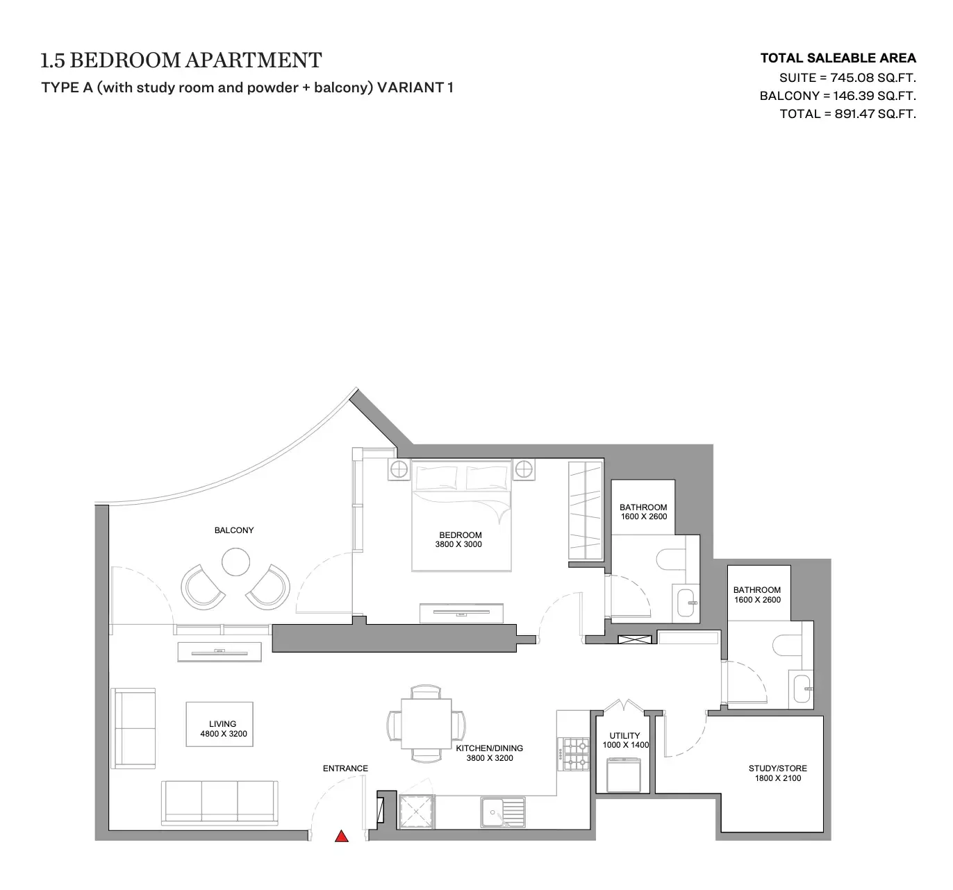Floor plan for Type A Variant 1
