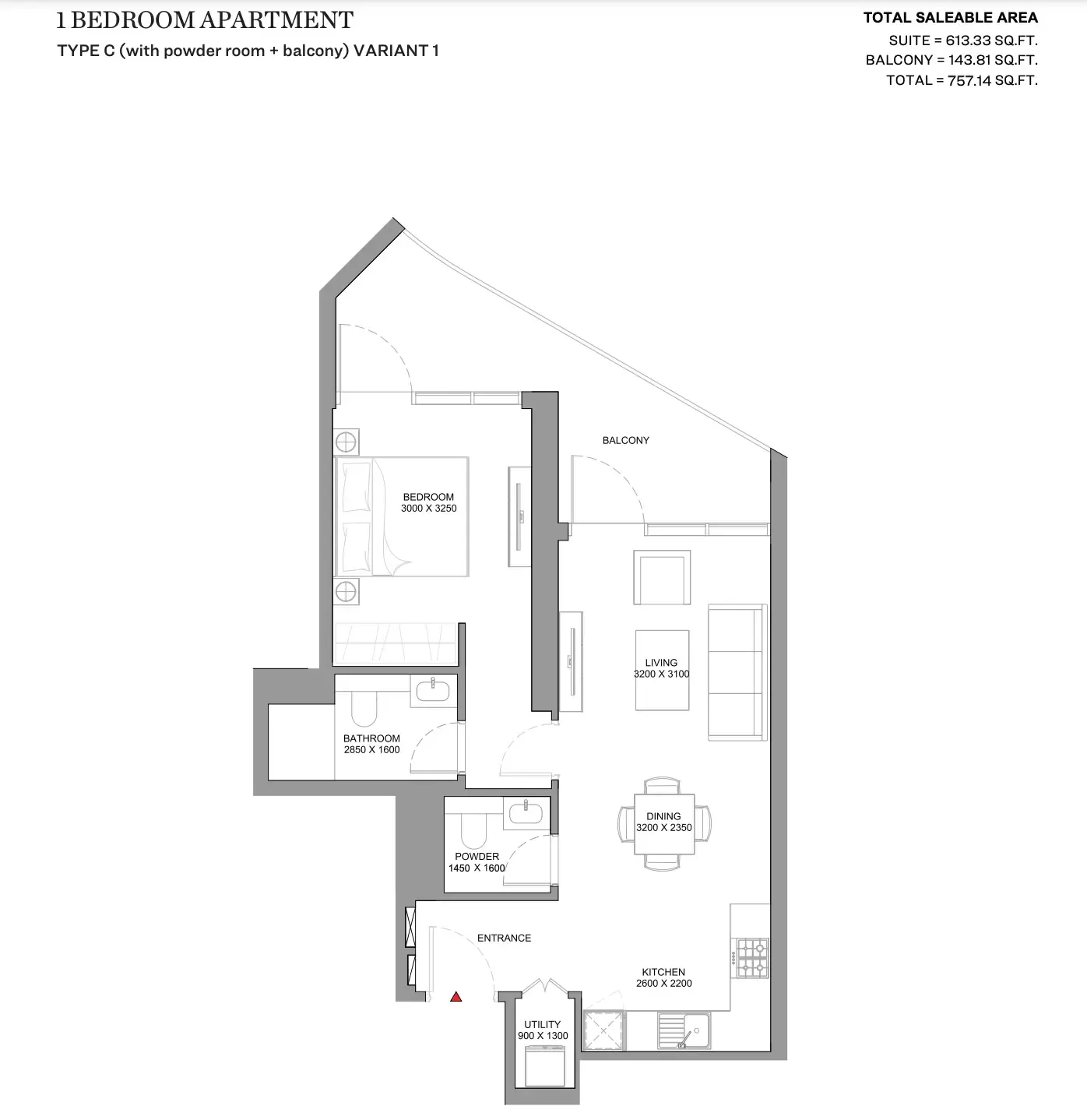 Floor plan for Type C Variant 1