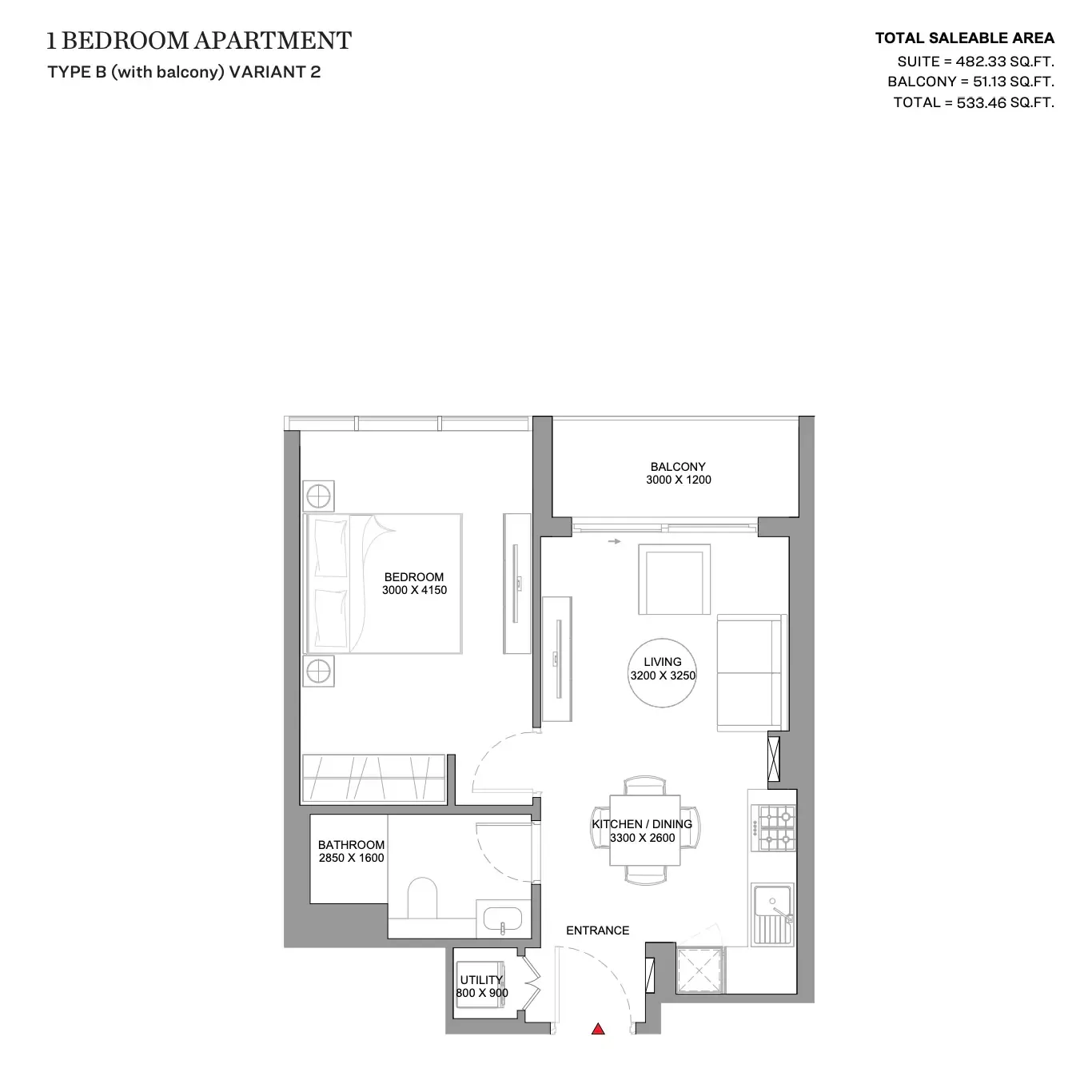 Floor plan for Type B Variant 2