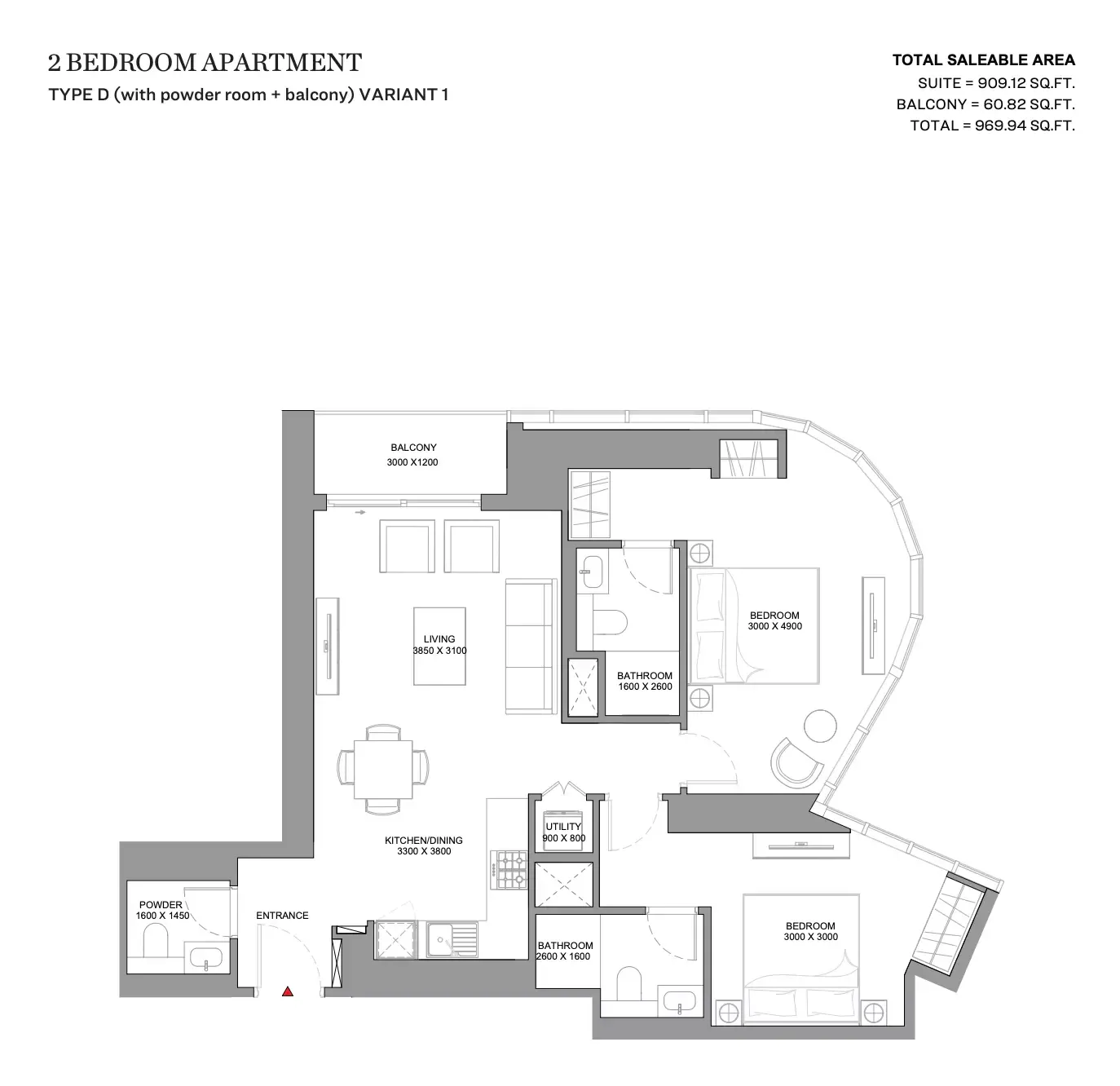 Floor plan for Type D Variant 1
