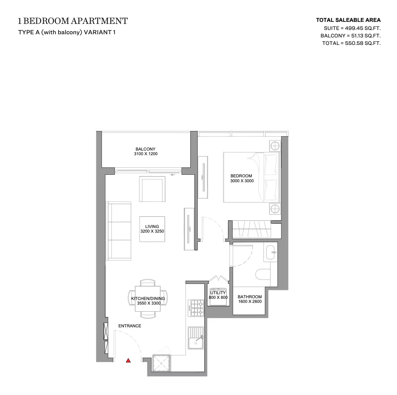 Floor plan for Type A Variant 1
