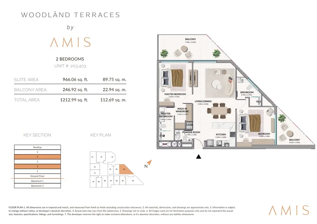 Floor plan for Unit 203/403