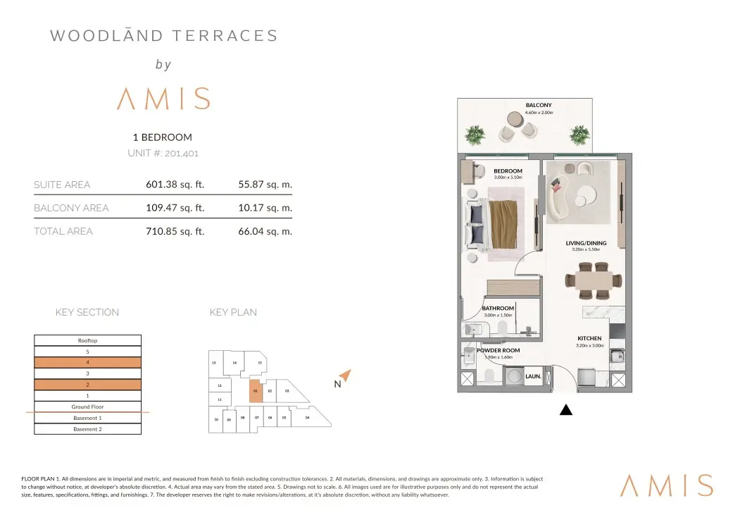 Floor plan for Unit 201/401