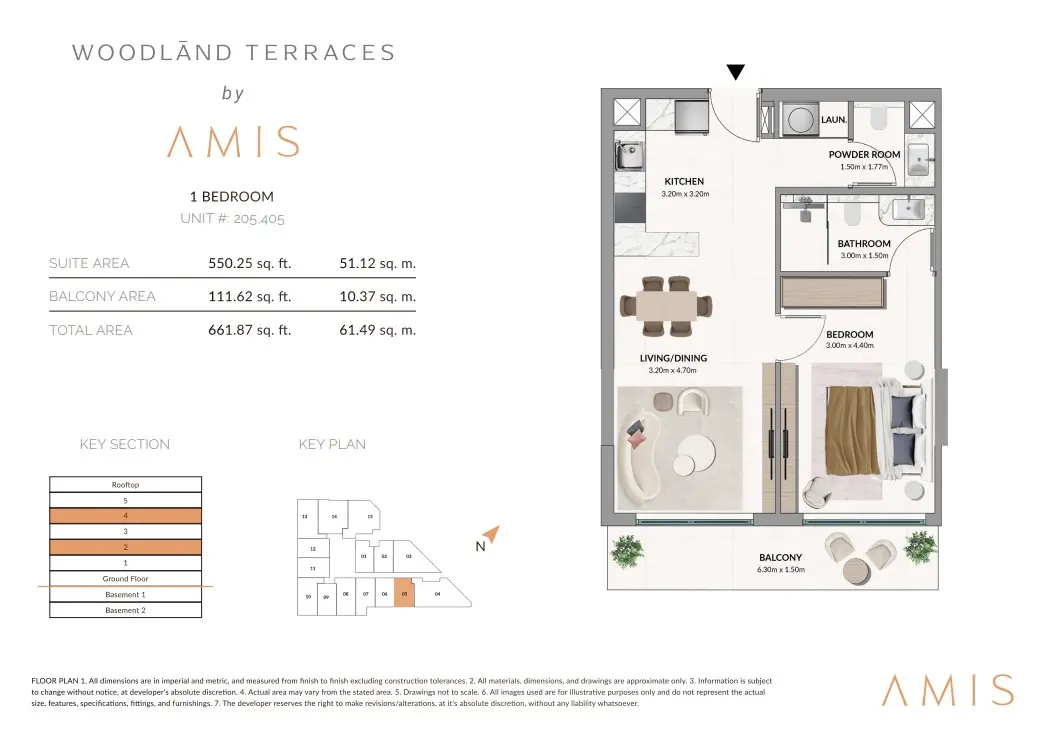 Floor plan for Unit 205/405
