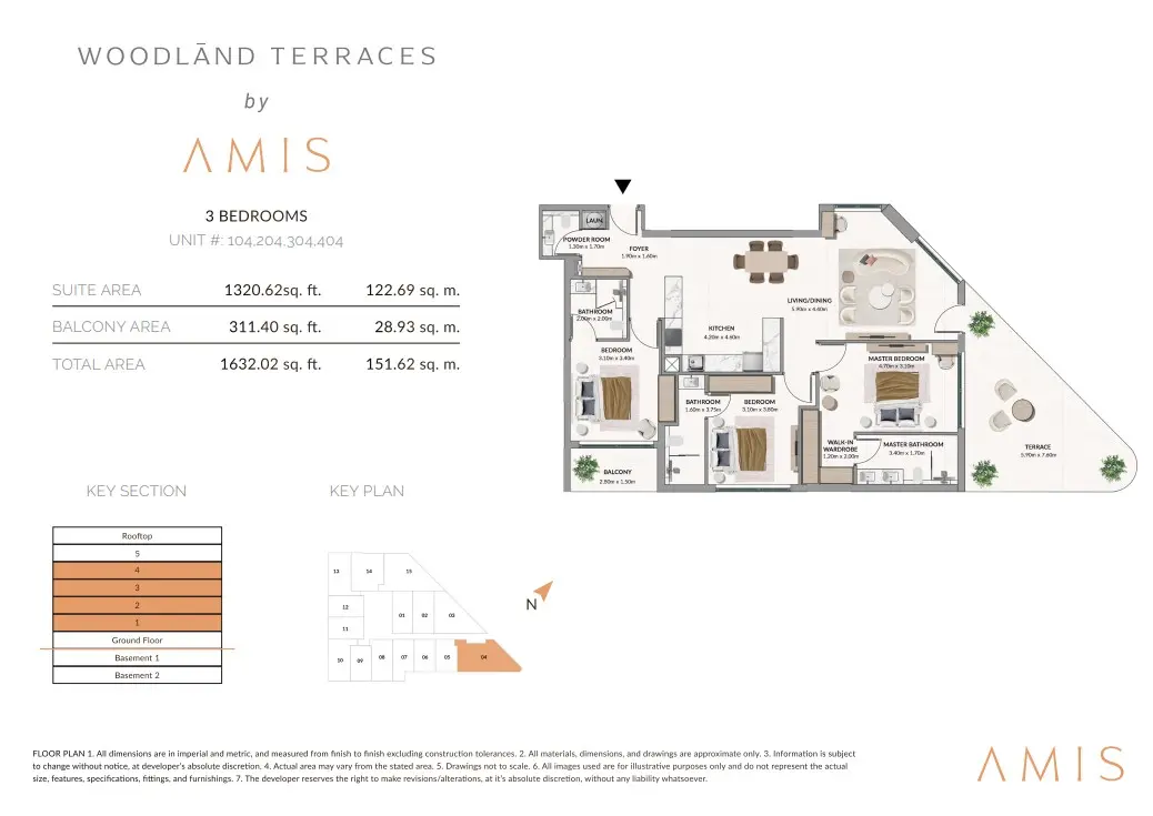 Floor plan for Unit 104/204/304/404