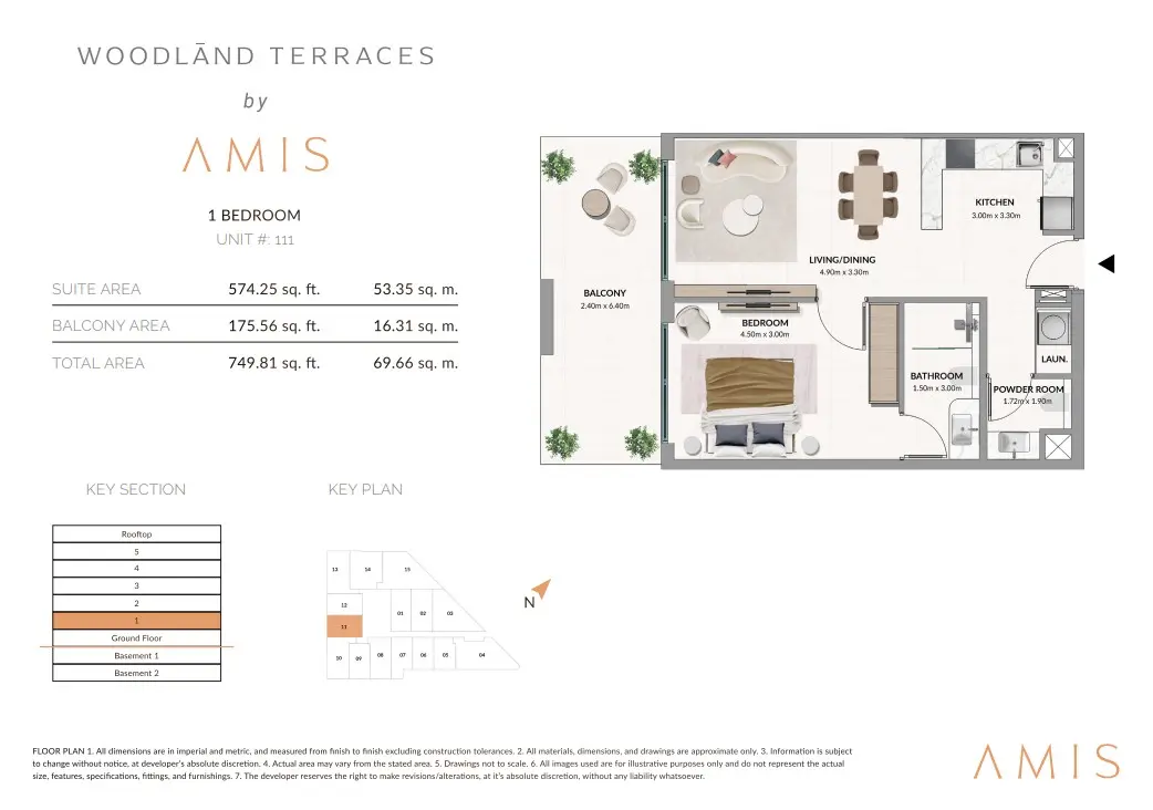 Floor plan for Unit 111