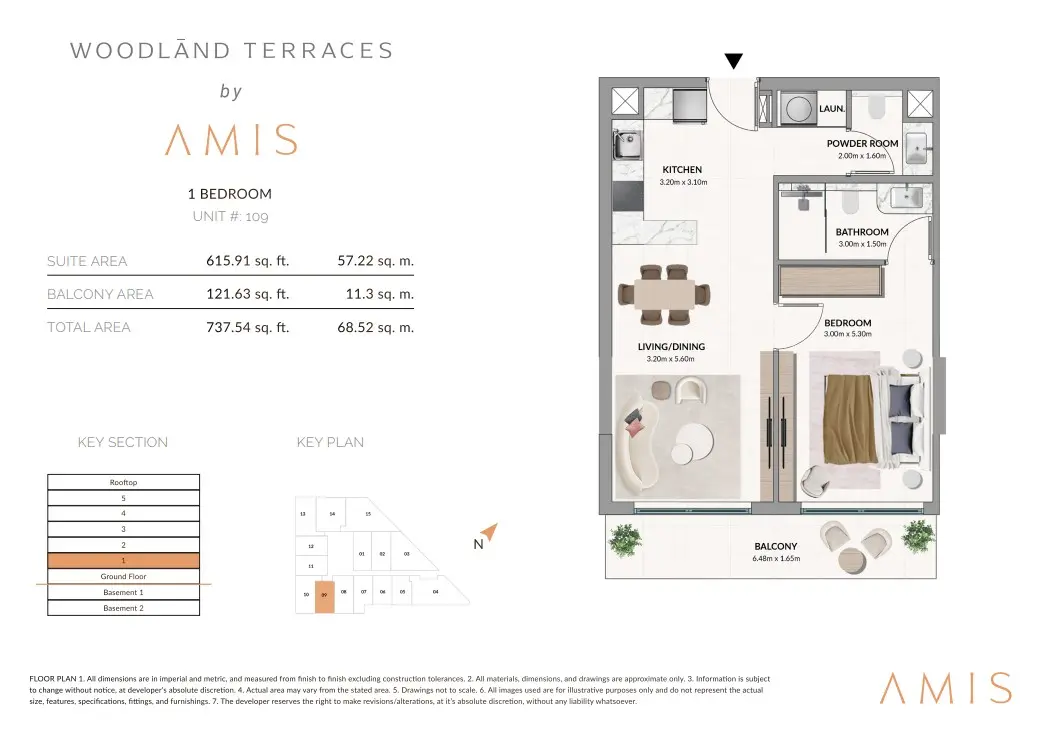 Floor plan for Unit 109