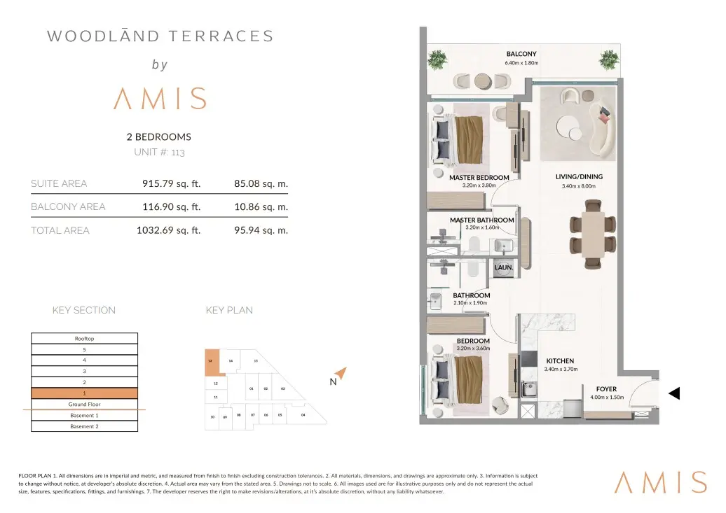 Floor plan for Unit 113