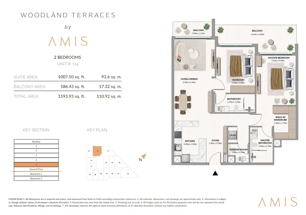 Floor plan for Unit 114