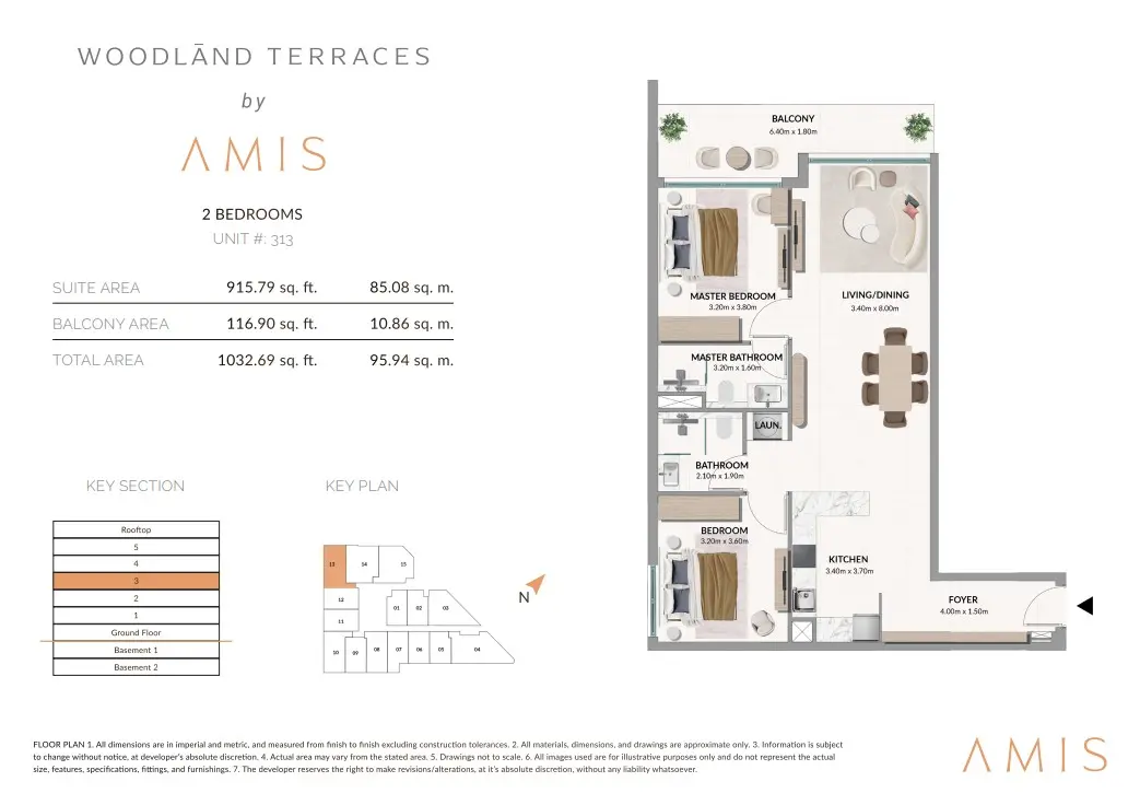 Floor plan for Unit 313