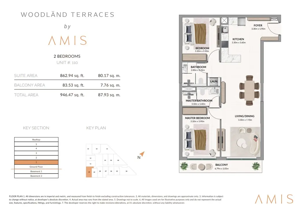 Floor plan for Unit 110