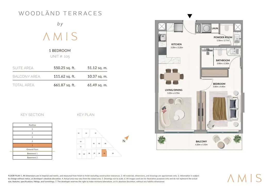 Floor plan for Unit 105