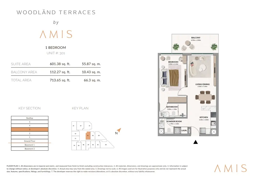 Floor plan for Unit 301